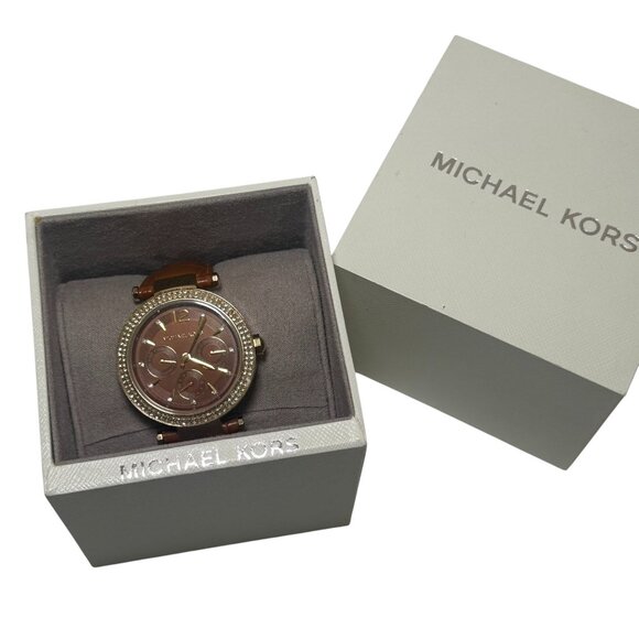 Michael Kors MK2546 Parker Brown Dial Croc Band Women's Watch NEW $225 - Picture 2 of 10